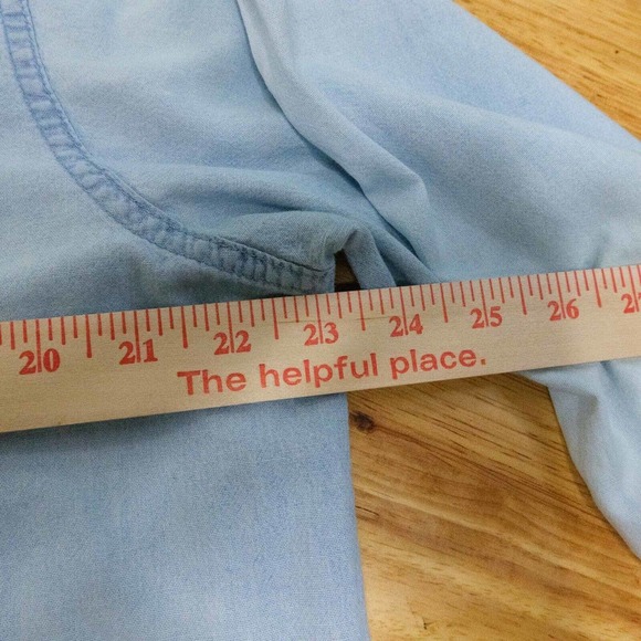 Vintage Wrangler Mens Shirt Large Denim Long Sleeve Button Down 90's - Picture 10 of 11